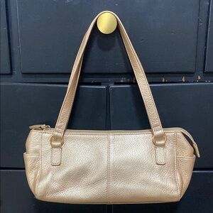 Elegant Gold Leather Shoulder Bag